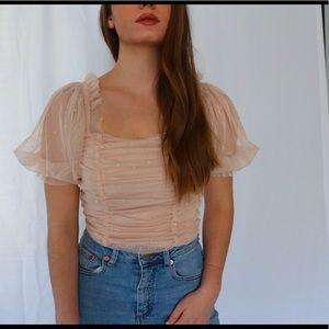 Mesh blush pink blouse